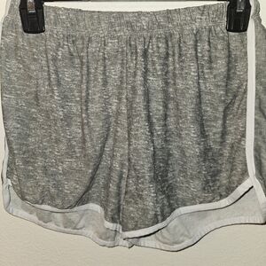 Womans Gray Elastic Waist Activewear Shorts